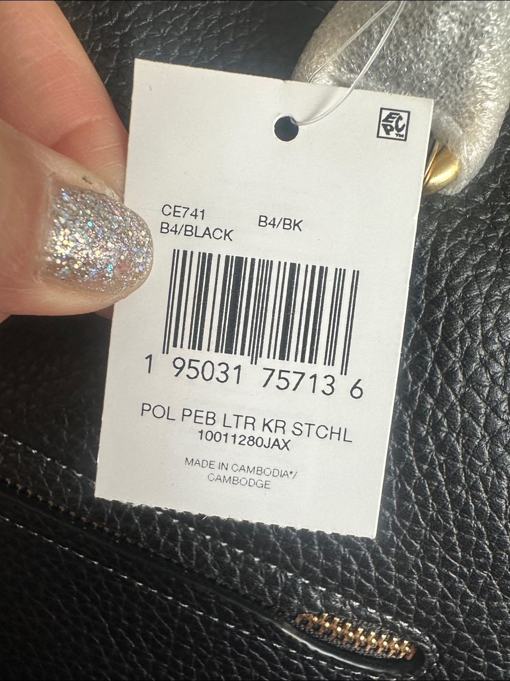 Coach Cara Satchel NWT CE741 Black Pebble - Picture 4 of 10